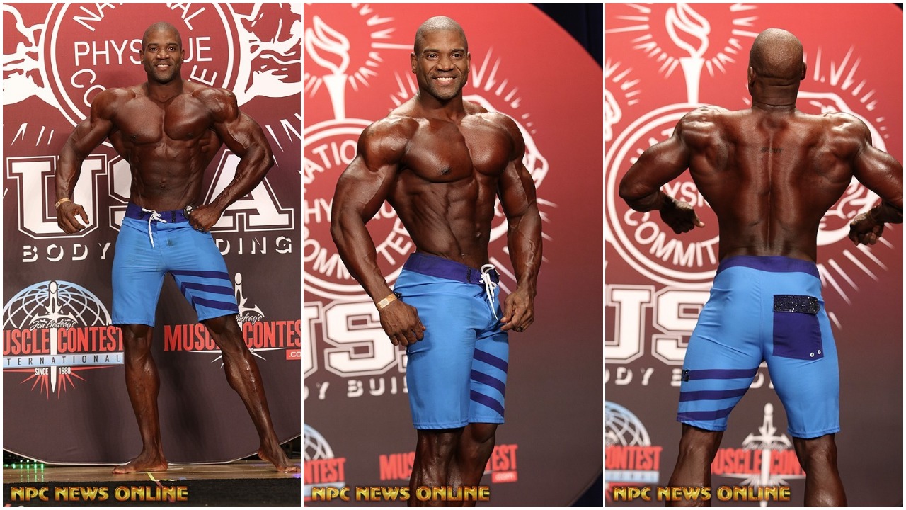 2019 IFBB LOS ANGELES GRAND PRIX 3RD PLACE XAVISUS GAYDEN MENS PHYSIQUE POSING ON STAGE image