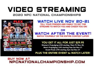 The NPC is offering VIDEO STREAMING of the 2020 NPC NATIONAL CHAMPIONSHIPS from Orlando, Florida!  